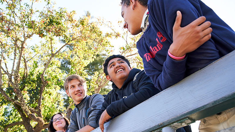Four Hanna Center students on bridge